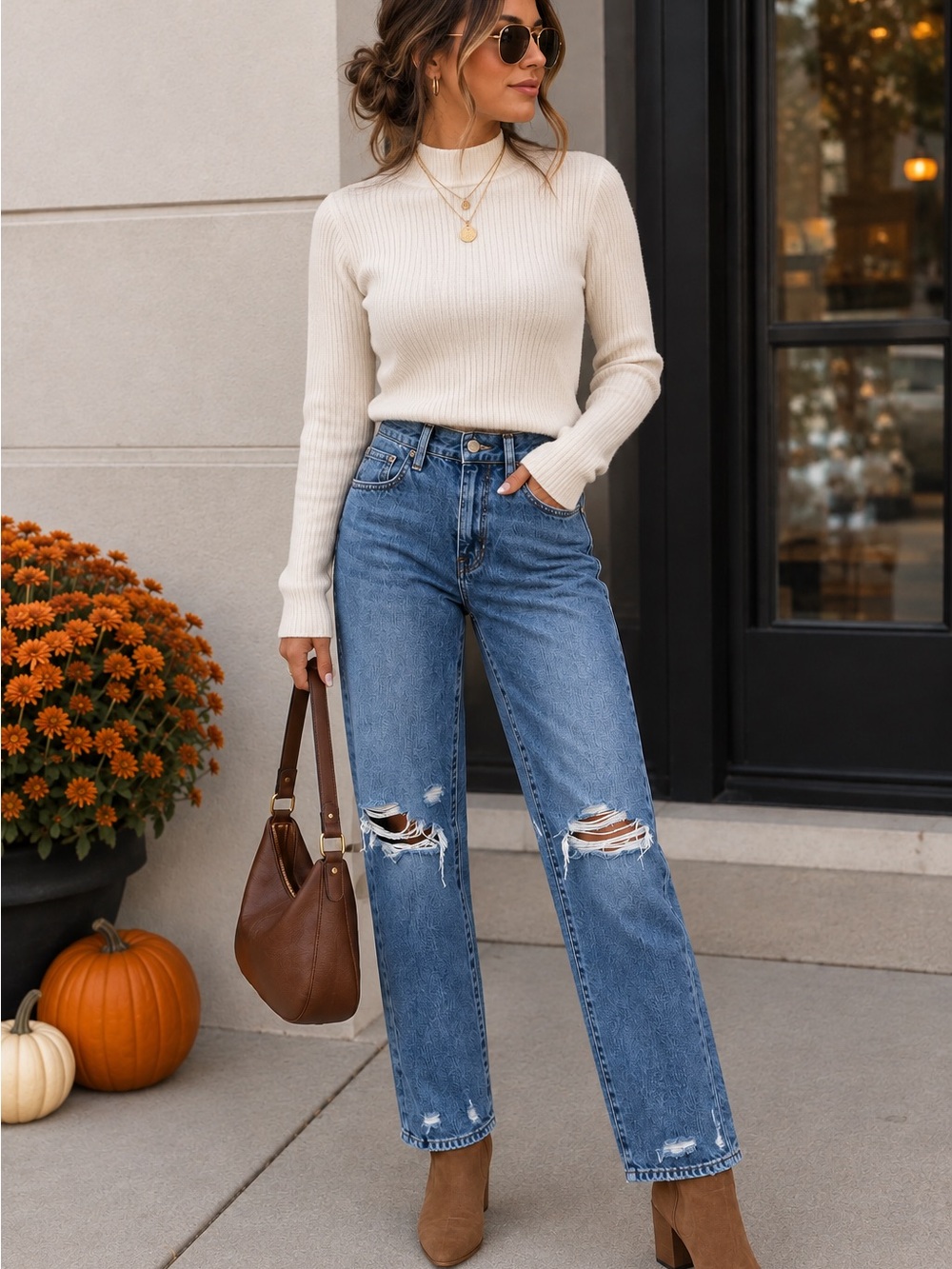 Pistola Distressed Straight Leg Jeans
